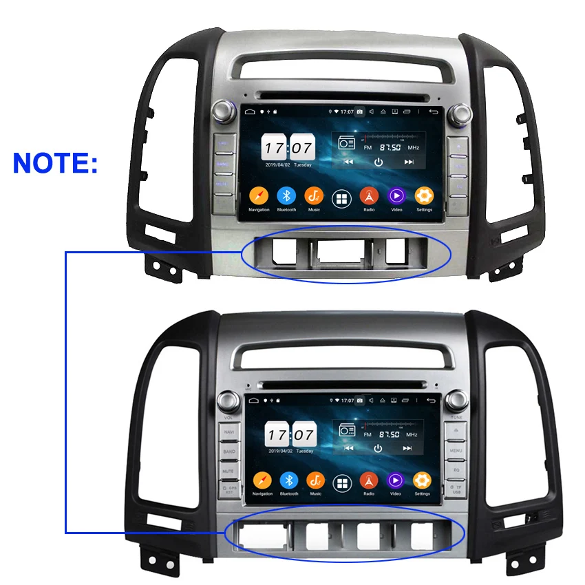 KANOR 1024*600 Восьмиядерный 4G Android 9,0 2din автомобильный Радио DVD gps для hyundai Santa Fe 2006-2012 головное устройство радио Cessette рекордер