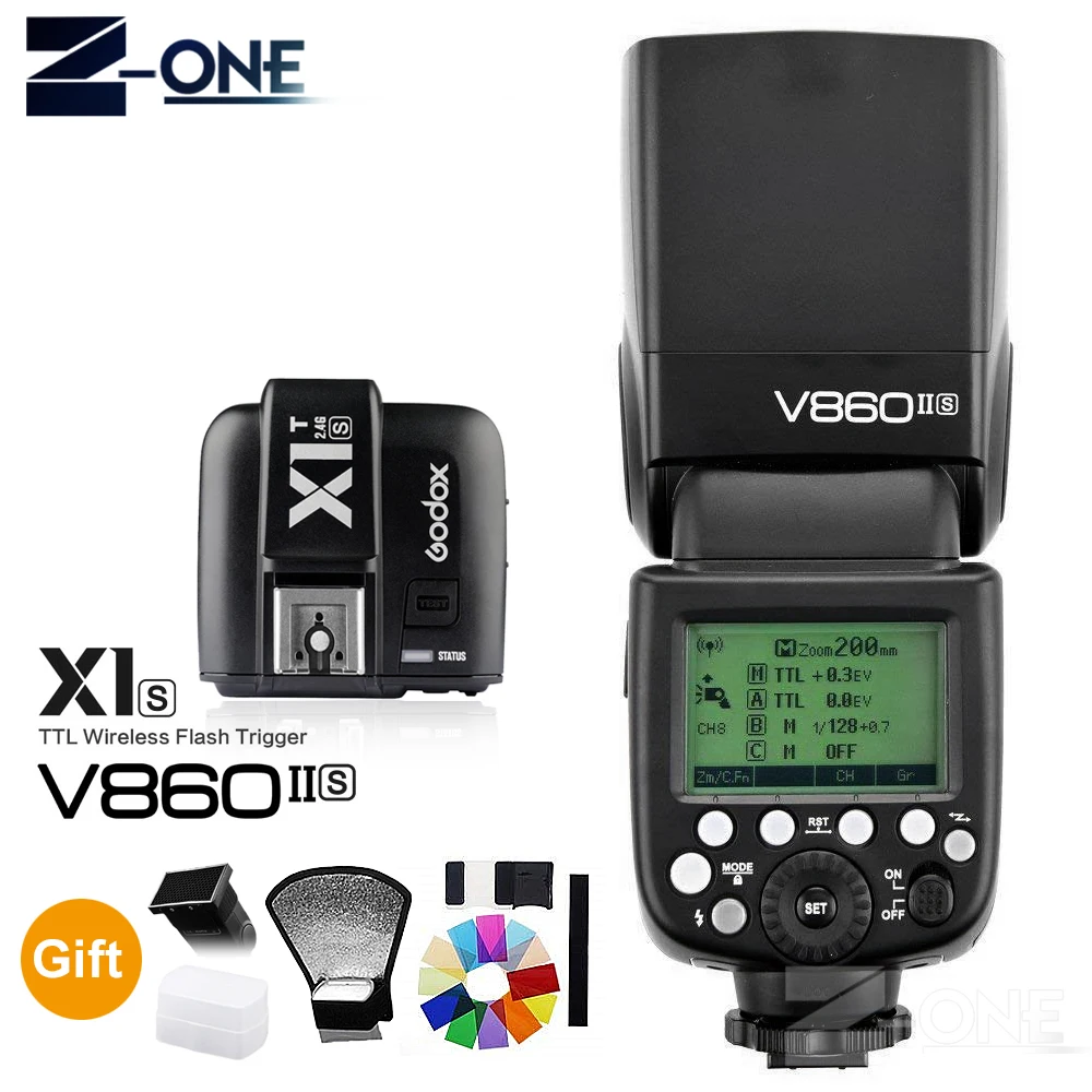 Фотовспышка Godox V860II S HSS 1/8000 с литий ионным аккумулятором + фотопередатчик для