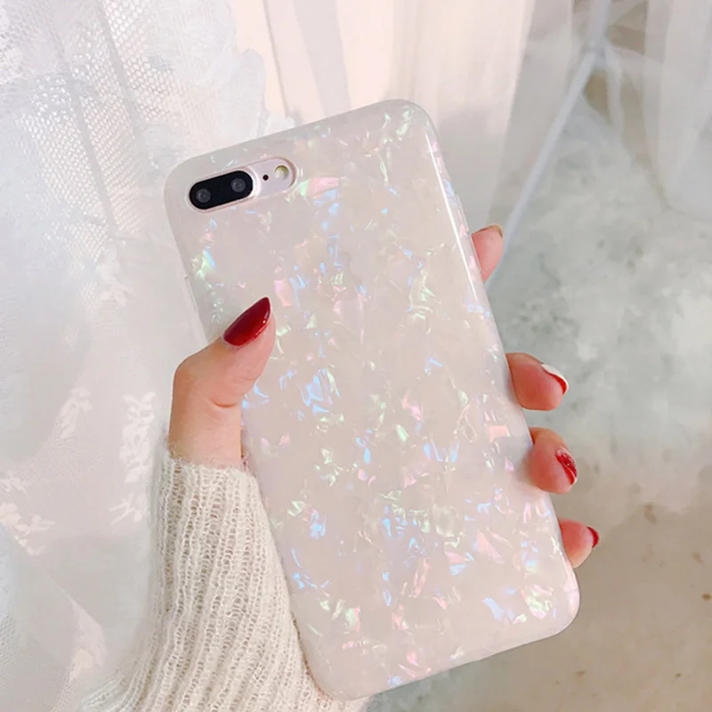 

Silicone Back Cover For iPhone 7 8 Plus Dream Shell Pattern Cases For iPhone X 8 7 6 6S Plus Soft TPU Glitter Phone Case Fundas