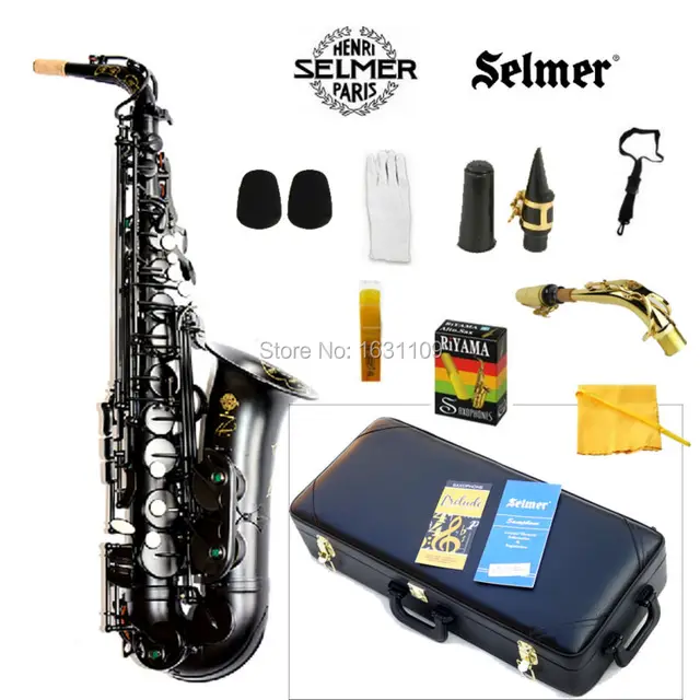 Cheap Free shipping EMS New France Selmer Alto Saxophone 54 Professional E Black Pearl Sax mouthpiece With Case and Accessories