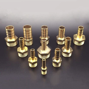 

1x Gold 1/4 1/2 Male Thread Brass Hose Barb Coupler Fitting Connector Brass