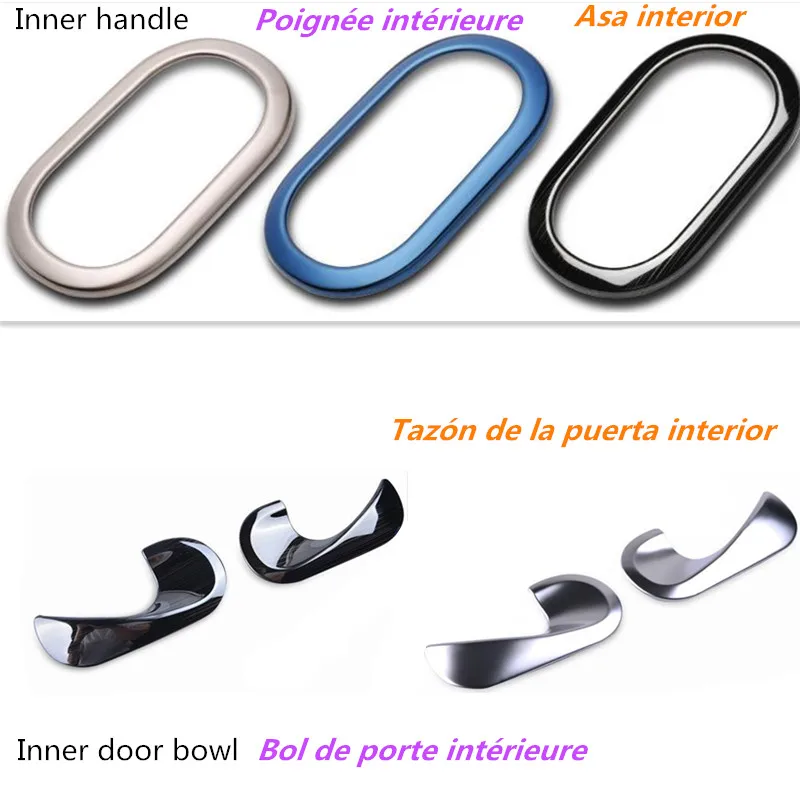 

For Smart Fortwo Forfour Inner Handle Decorative Frame 304 Stainless Steel Car Styling Accessories Inner Door Bowl Car Stickers