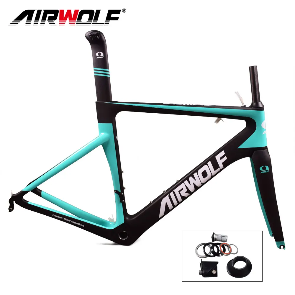 Flash Deal Airwolf carbon road bike frame cycling bicycle frameset include fork/seatpost/headset fit for both Di2/mechanical carbon frame 2