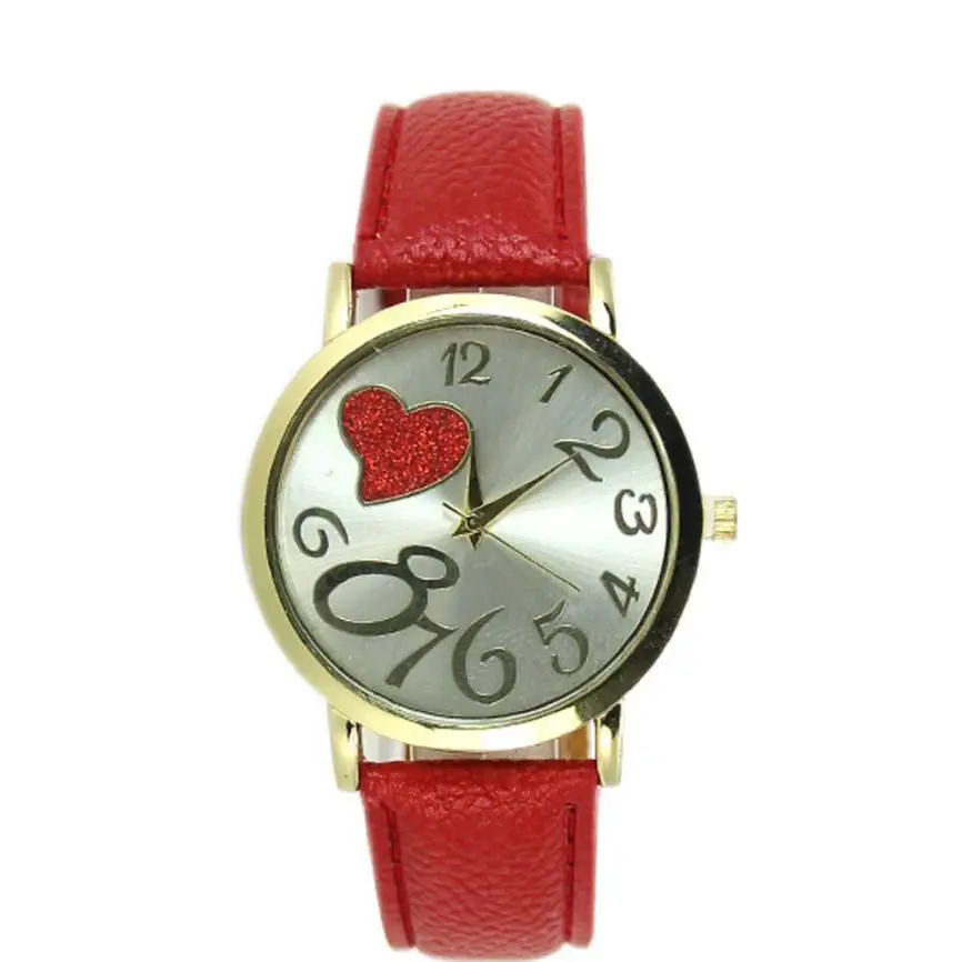 Часы Timezone #25 простые женские часы для отдыха из искусственной кожи аналоговые наручные часы в форме сердца