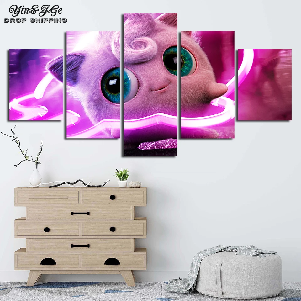 Картина с напечатанным рисунком Wall Art модульная фотографии 5 штук Покемон Постер фото для домашнего декора творческий живопись гостиная