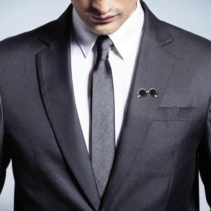 

Mini sunglasses brooch unisex fashion popular party suit shirt decoration alloy pin cartoon drop oil gold and silver glasses pin