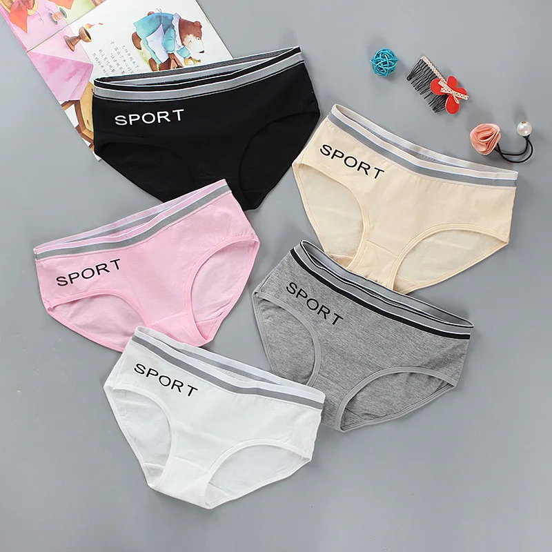 

1pcs Spring new girl's briefs Cotton character cute girls underwear Kids mid-rise comfortable letter print sports panties