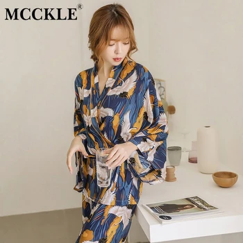 

Cotton Kimono Cardigan Women's Pajamas Suit Long Sleeve Lace Up Cartoon Bathrobe Women 2019 Spring Soft Japan Ladies Nightie