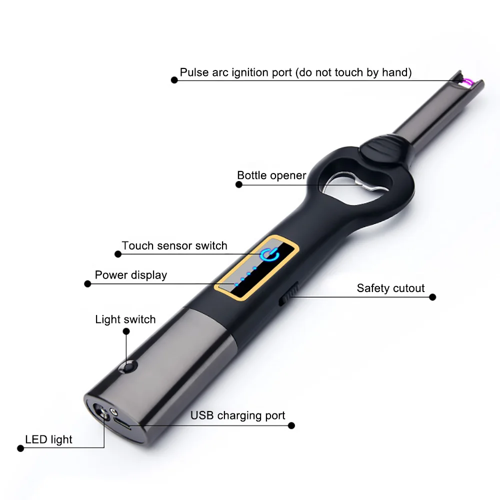 Arc USB Зажигалка 3 в 1 многофункциональная al электронная ветрозащитная газовая зажигалка печь воспламенитель LDE освещение и открывалка для бутылок