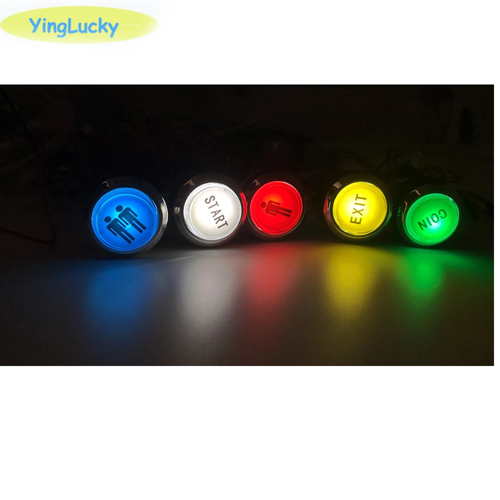 

1 P and 2 P Coin Button 33mm Glossy Glass 5V LED Push Buttons with 2Pin Cable Arcade Cabnet Zero Delay Button