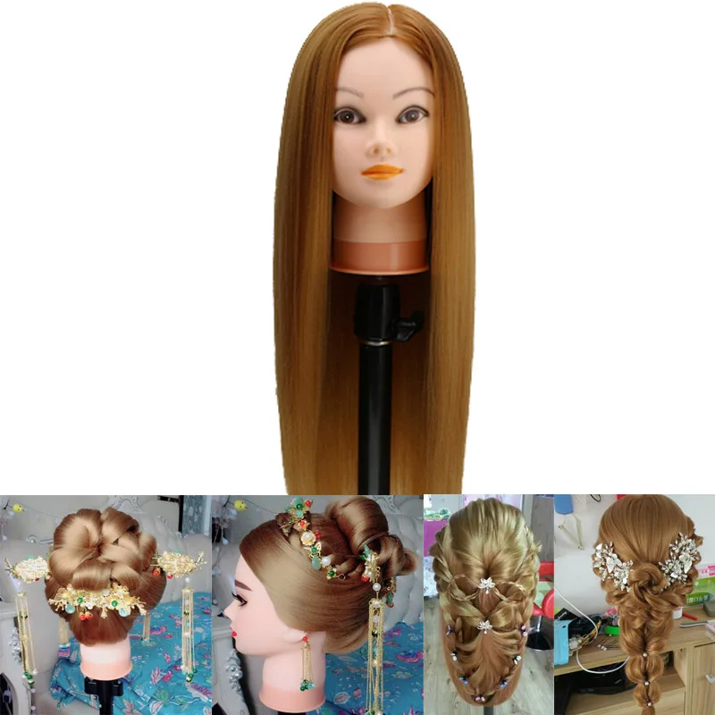 60cm Long Hair Hairdressing Doll Heads Salon Hairstyling Training Head