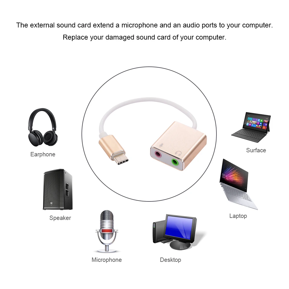 USB C Type внешняя звуковая карта Hi Fi Magic Voice 7 1 CH адаптер звуковой карты к разъему