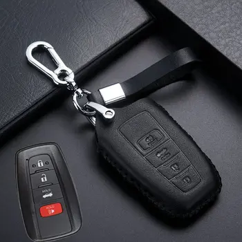 

Leather Key Case for Toyota 2017 CHR 2018 New Camry Land Cruiser Prado Key Fob Cover Key Holder Chain Auto Accessories
