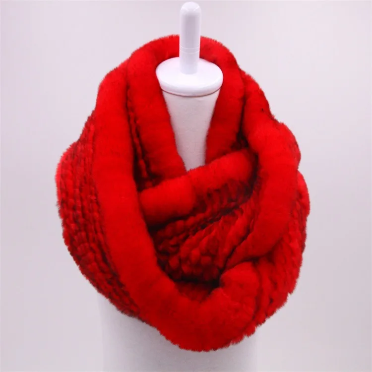  Winter Fur scarf for women knitted natural Rex Rabbit Fur scarves 2017 new genuine fur ring Female Warm Shawl  (20)