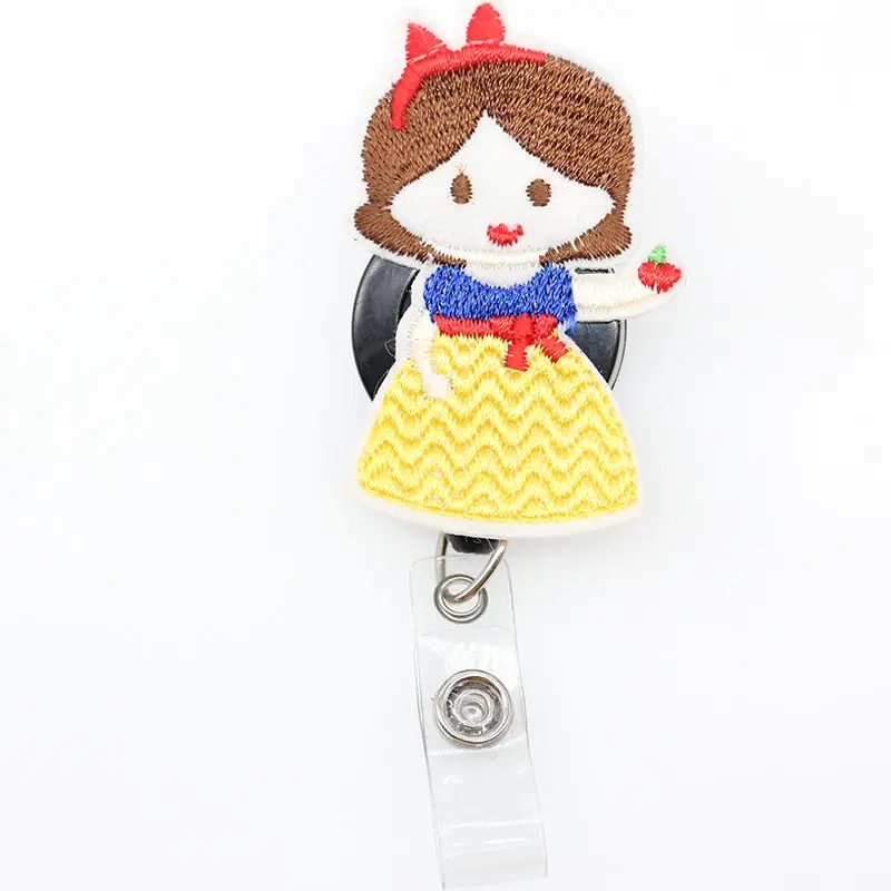 

Felt cute cartoon snow White princess Retractable Badge Holder reel