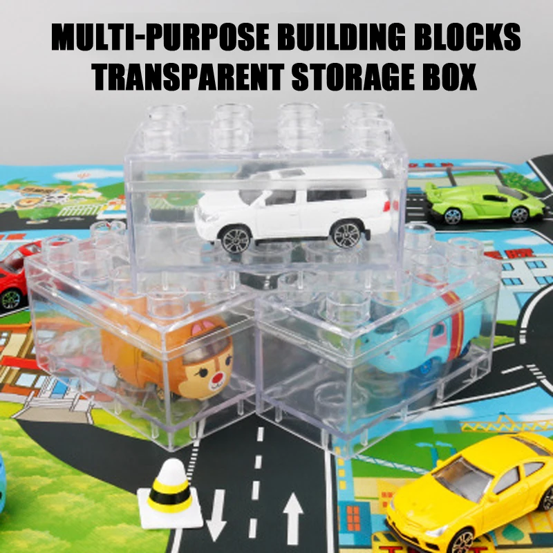 Multi-functional building block shape transparent storage box to store Jewelry  Box daily parking trinkets toys Storage Space