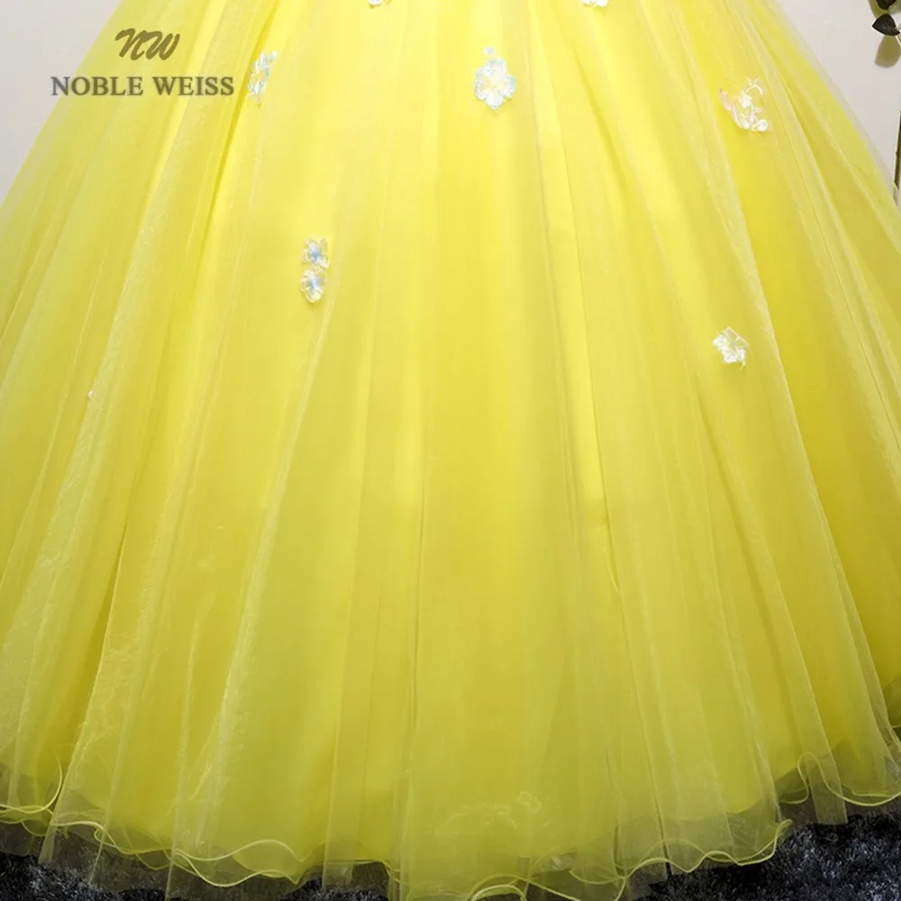 NOBLE WEISS бальное платье бальные платья аппликации бисером длиной до пола желтая органза формальное платье выпускного вечера с длинными рукавами