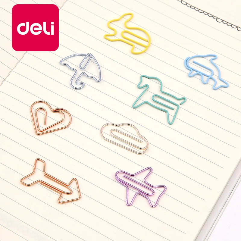 

10PCS Paper Clip Creative Small Fresh Cute Cartoon Stationery Student Shaped Colorful Metal Shape Bookmark Size Number paperclip
