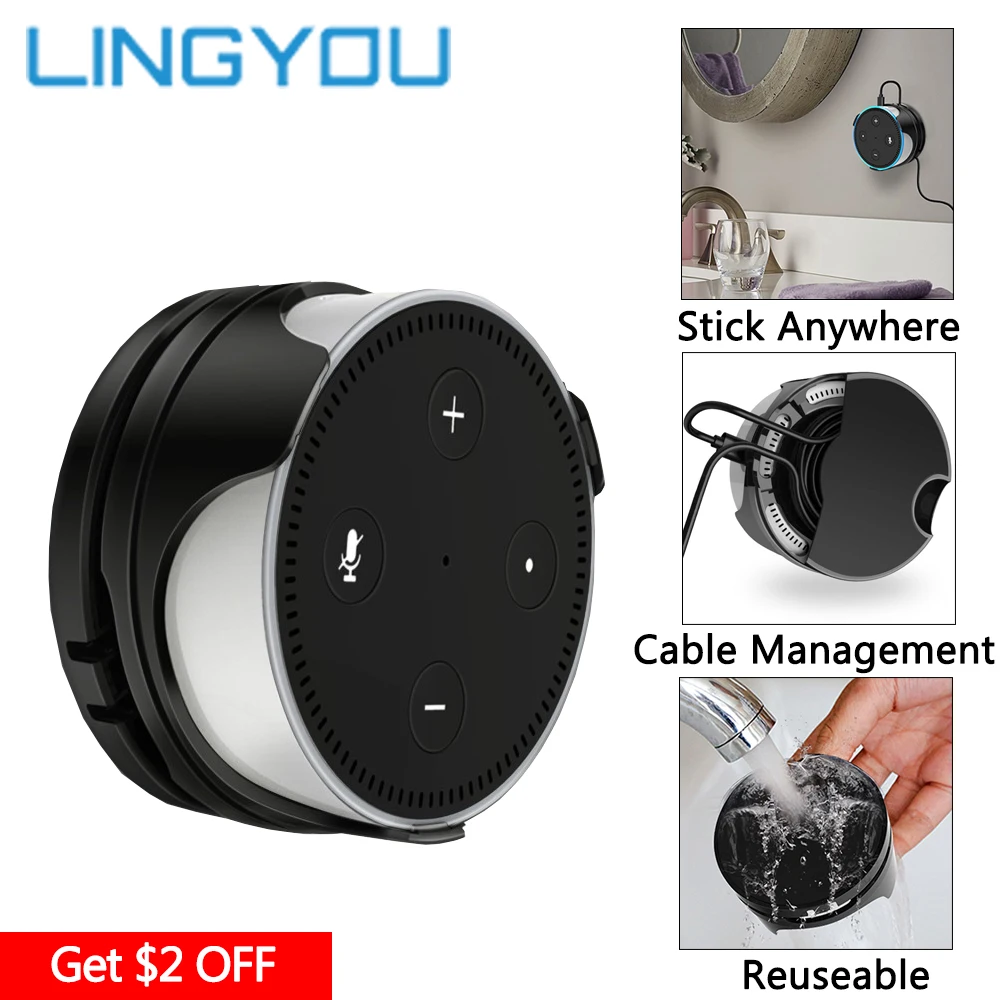 

2 Pcs Reusable Wall Mount Holder For Echo Dot 2nd Gen With Cable Management Stand Wire Winder For Smart Home Speakers
