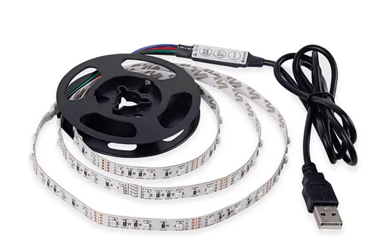 USB Светодиодные ленты свет DC5V SMD3528 RGB Светодиодные ленты Гибкие светодиодные фонари 3 клавиш mini remote 1 м 2 м 3 м 4 м 5 м ТВ Задний план Освещение