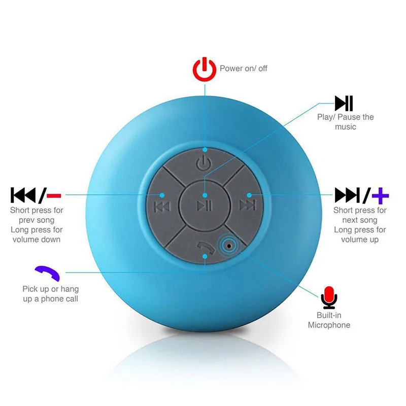 Portable Shower Speaker Waterproof Mini Wireless Bluetooth Speaker for Phone MP3 Bluetooth Receiver Handsfree Call Mic Speakers (7)