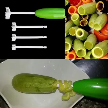 

Practical 4Pcs/set Kitchen Tools Vegetable Spiral Cutter Digging Device Stuffed for Vegetable Fruit Corer Tools Spiralizer