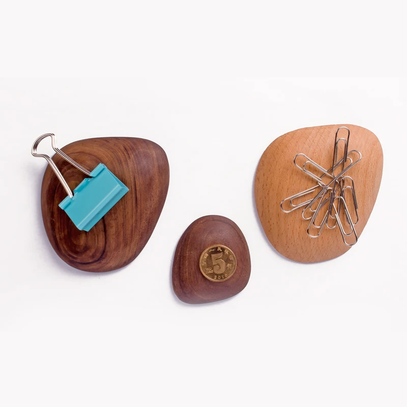 Creativo imán gancho clave moneda Noce llave Magnetico de imán de madera de nogal clave pasillo estante decorar pared ganchos