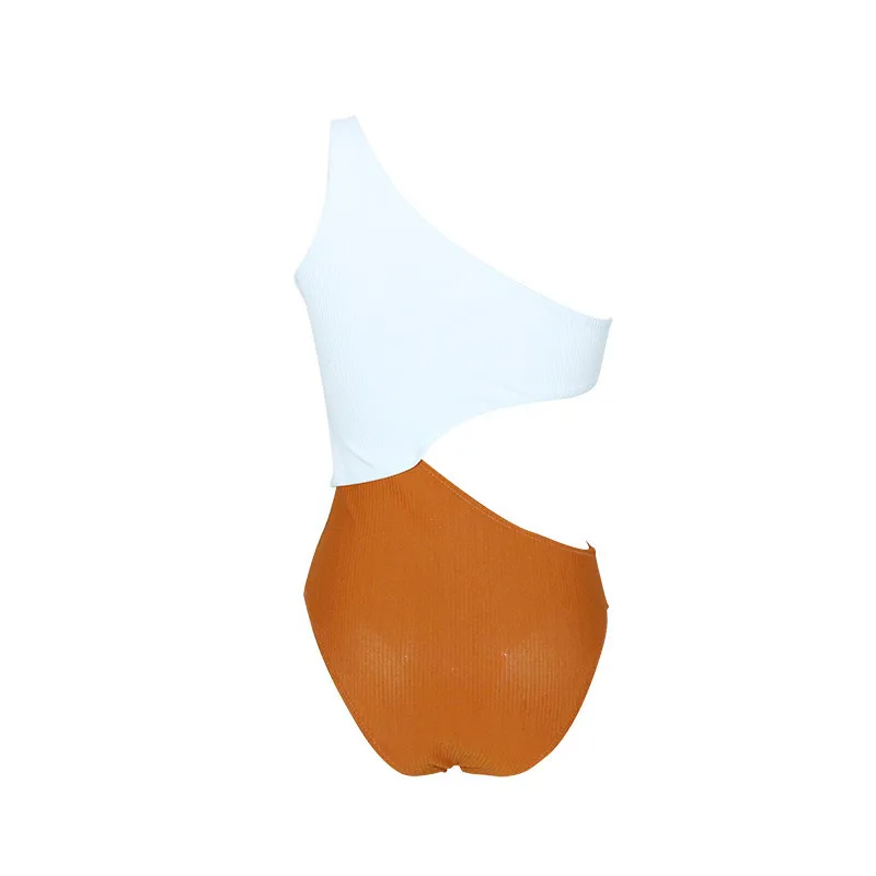 Sexy branco amarelo cintura alta cortar trikini
