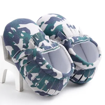 

Infant Toddler Camouflage baby shoes Soft PU Leather Tassel Moccasins soft sole fashion prewalker first shoes 0-18M