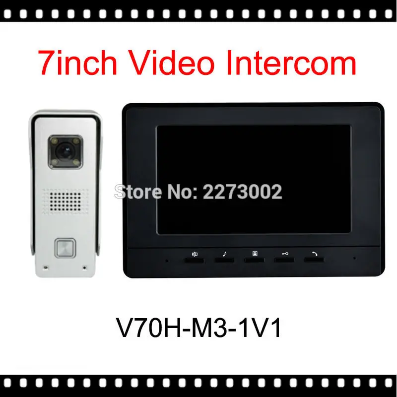 

V70H-M3-Black 7" Wired NightVisual Video Door Phone Intercom System Home Security TFT LCD Monitor Waterproof 700TVL CMOS Camera