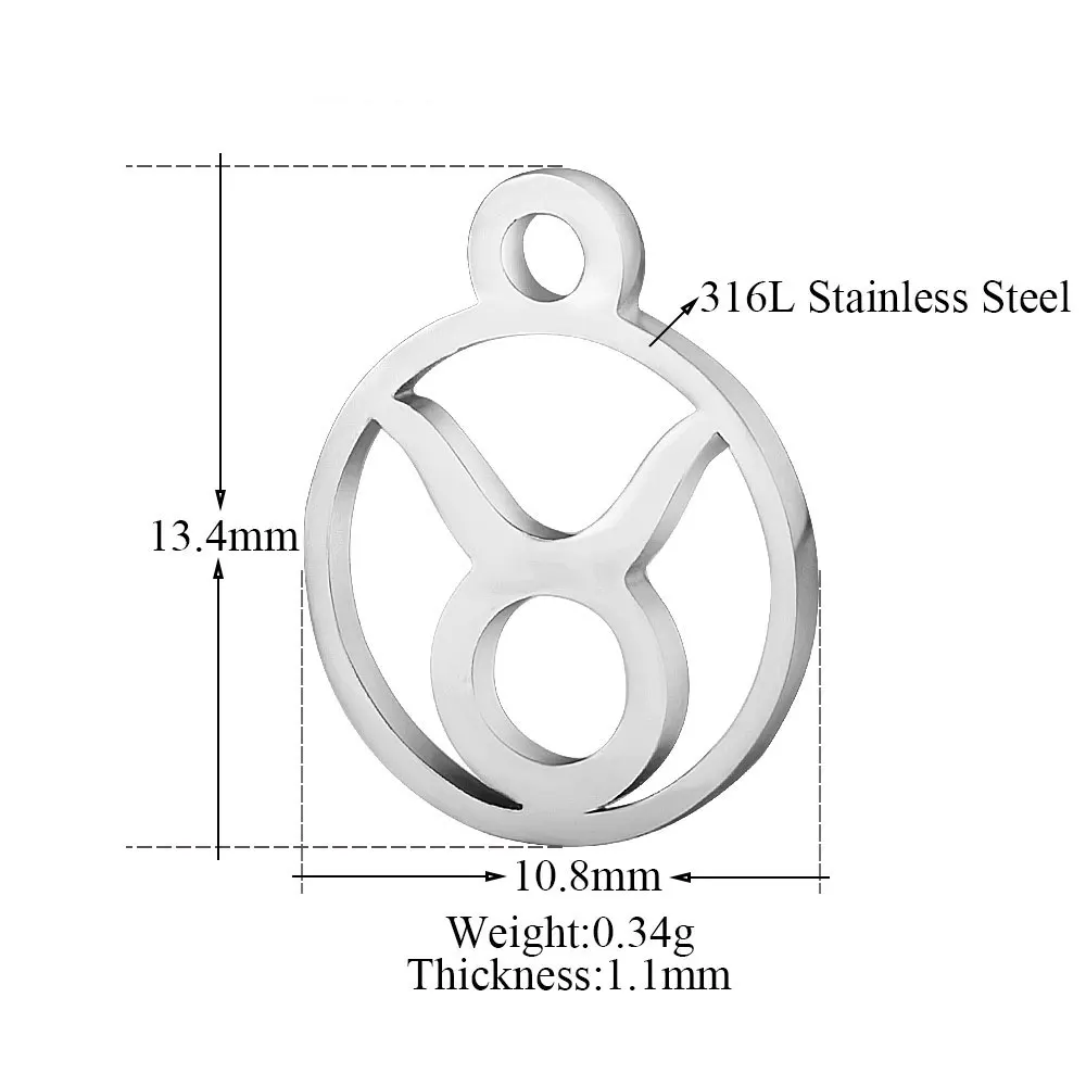 10 шт./лот, нержавеющая сталь, лазерная резка, Знак зодиака, амулеты, стальная наклейка, значок, сделай сам, металлическая подвеска, амулеты для изготовления ювелирных изделий