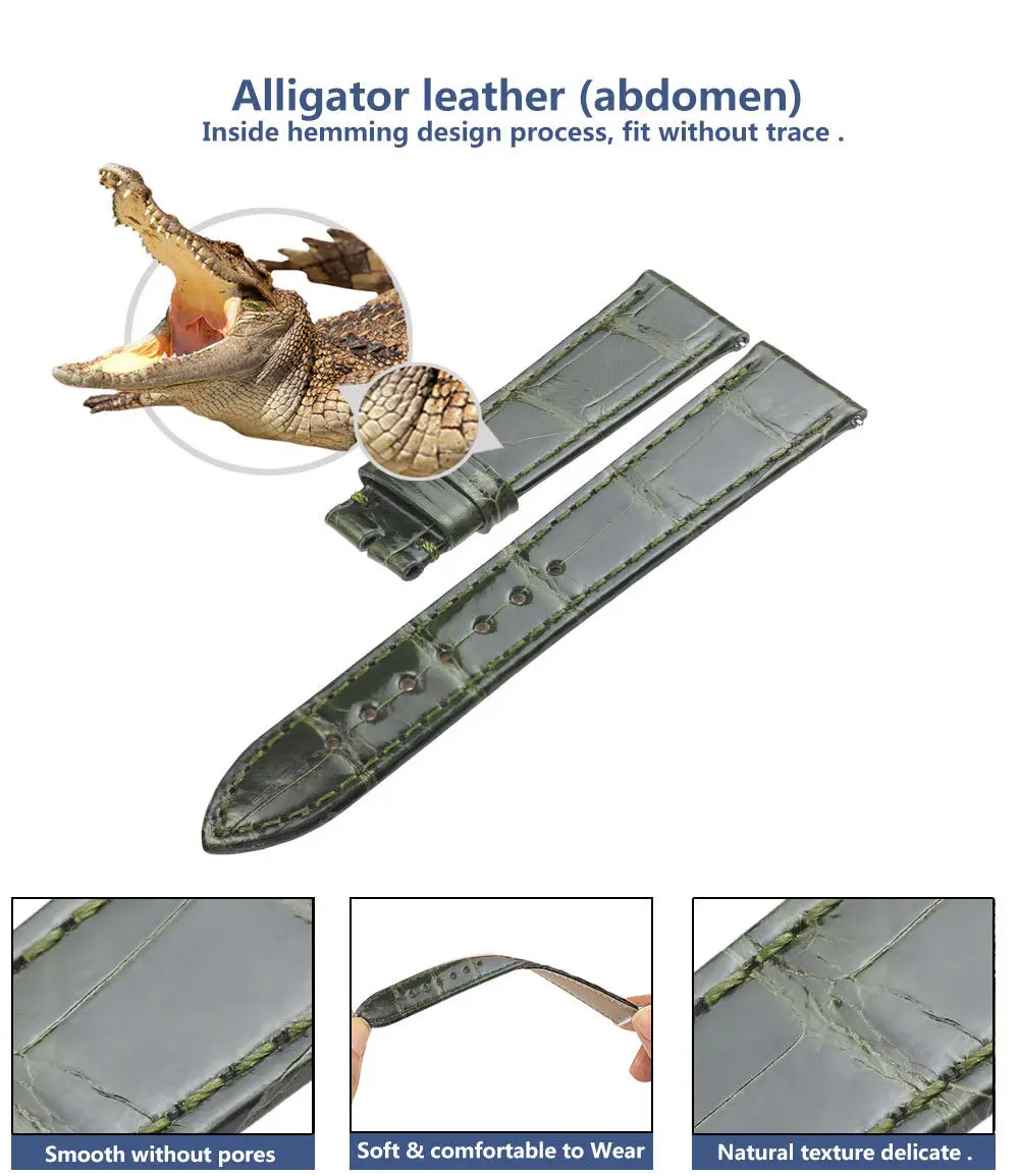 Ремешок для часов из натуральной крокодиловой кожи черный ремешок из кожи аллигатора 14 мм-24 мм