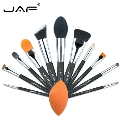 

20Sets/lot JAF Professional 12PCS Makeup Brushes & Tool Set Unique Fuctions Cosmetic Complexion Sponge Polyester Zipper Case Set