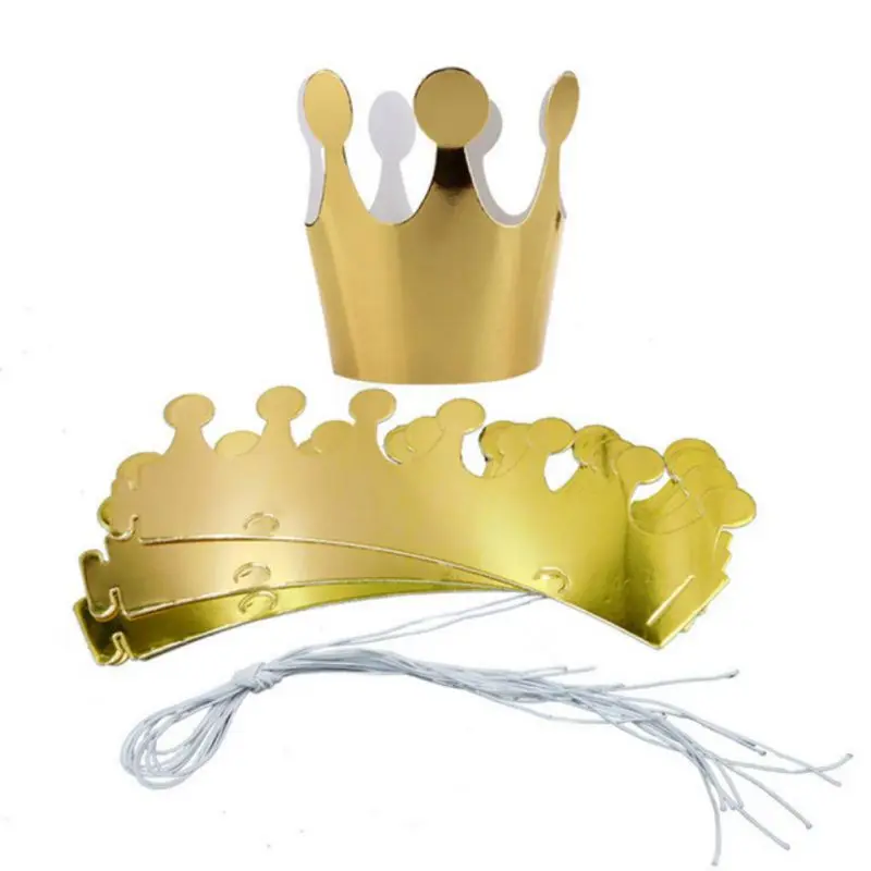 10 шт дети взрослые с днем рождения бумаги шляпы, Корона принца, принцессы вечерние украшения для мальчика Девочки 5 шт серебро+ 5 шт Золотая Корона
