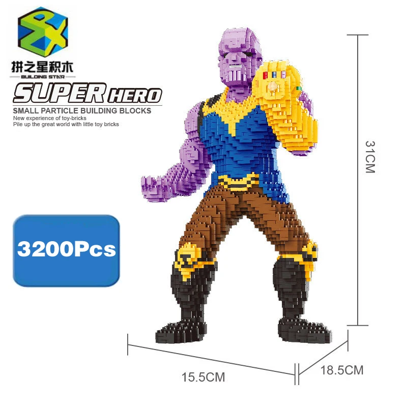 

21818 Marvel Super Hero Avengers Thanos Alien 3D Model DIY Diamond Nano Blocks Bricks Mini Building Assembly Toy no Box
