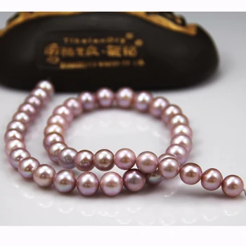 

Light luxury elegant purple 10-11mm fresh water pearl Necklace round FREE shipping 925 silver clasp