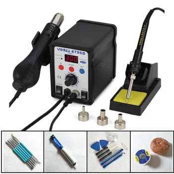 

YIHUA 8786D Rework Station Digital Display Iron Soldering Stations SMD Hot Air Gun Soldering Station 2 in 1