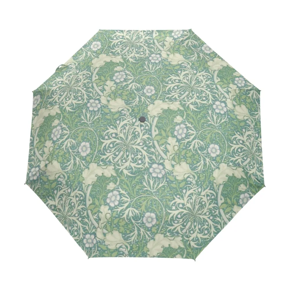 

William Morris Prints Women Umbrella UV Resistant Wind Sun and Rain Foldable Auto Open Close Strong Durable Compact Umbrella