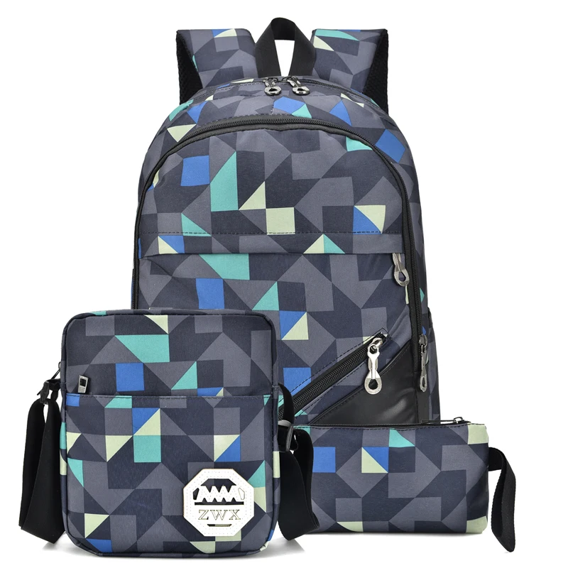 

3 Sets/Pcs 2018 Fashion Women Backpack for School Teenage Girls Boys School Bag Male Men Backpack Female Bookbag Mochila
