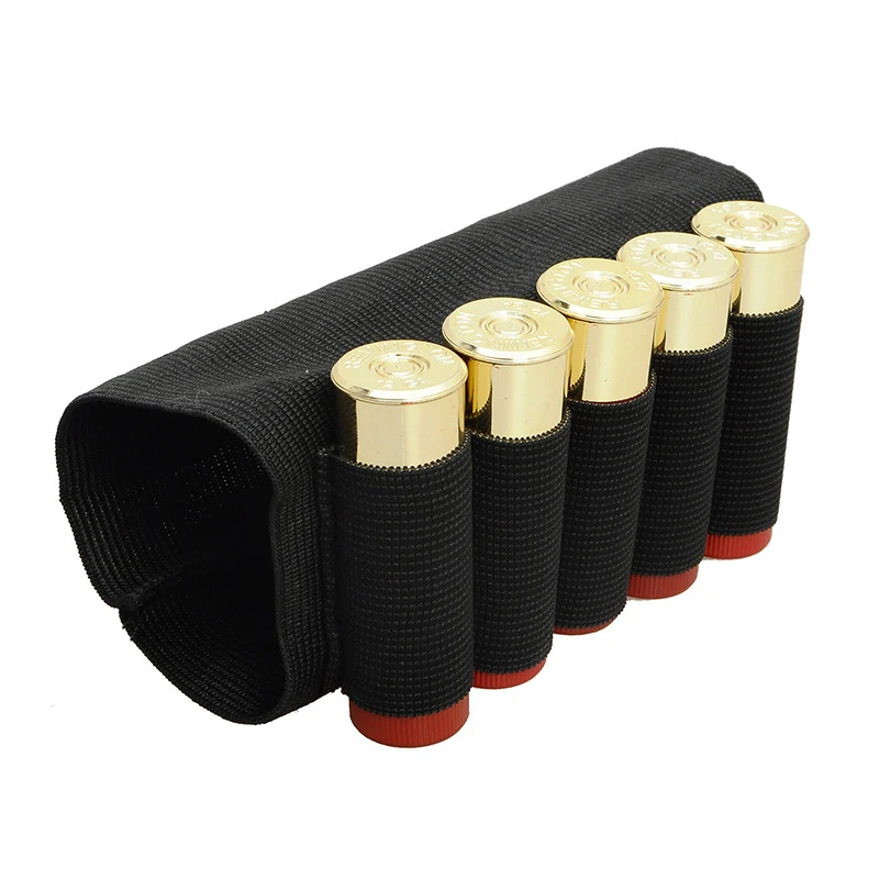 Elastic Fabric Ammunition Carrier Airsoft Tactical Hunting Shotgun Rifle 5 Shells Butt Stock