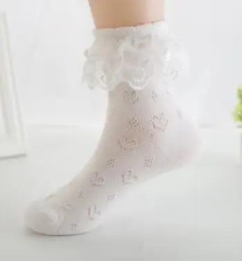 white double lace Детские носки летние тонкие сетчатые кружевные короткие Дышащие носки классные носки-тапочки для маленьких принцесс летняя одежда - Цвет: white double lace