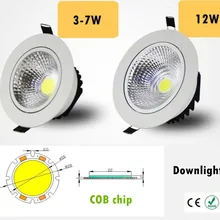 Диммируемый светодиодный светильник COB Потолочный Точечный светильник 3 Вт 5 Вт 7 Вт 12 Вт 85-265 в потолочный встраиваемый светильник s Внутреннее освещение