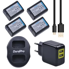 4pc 2000mAH NP-FW50 NP FW50 Li-ion Bateria + USB Charger EU Plug for Sony fw50NEX-5 NEX SLT A55 A33 A37 A3000 A5000 A51000