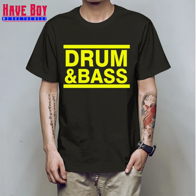 У мальчиков Музыкальный барабан N бас ДНБ Run DMC письмо Для мужчин s футболка в стиле «хип-хоп» T рубашки мужские хлопковые короткий рукав футболка с короткими рукавами HB295