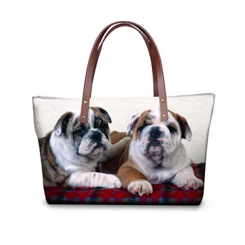

Women Casual Large Handbags Funny 3D Bulldog Woman Travel Shoulder Bags Cross-body For Ladies Messenger Bolsas Tote