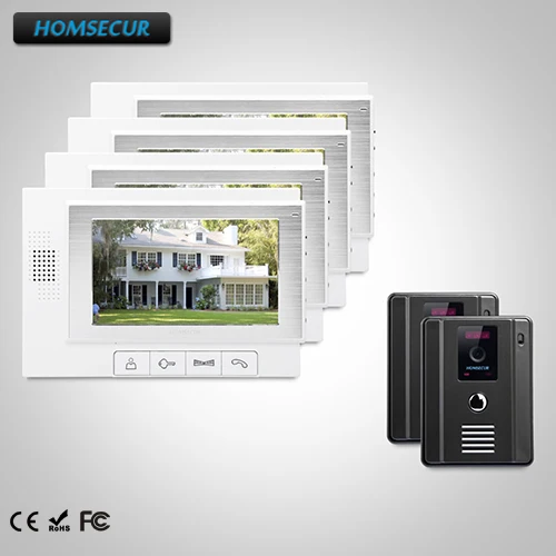 

HOMSECUR 7" Wired Hands-free Video Door Phone Intercom System+One Button Unlock TC011-B + TM702-W
