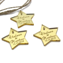 30 шт 1,57 дюймов персонализированные Выгравированные пользовательские зеркальные Свадебные бирки вино подарок бирка любовь звезда бирки с джутовая Лента Декор сувениры