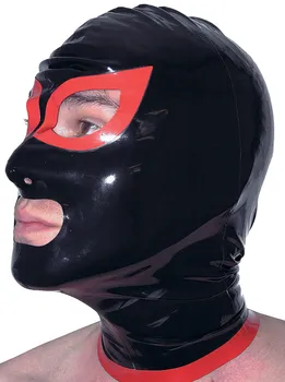 

Men's Rubber Latex Fetish Hood Latex Sexy Mask With Trim Around Back Zipped
