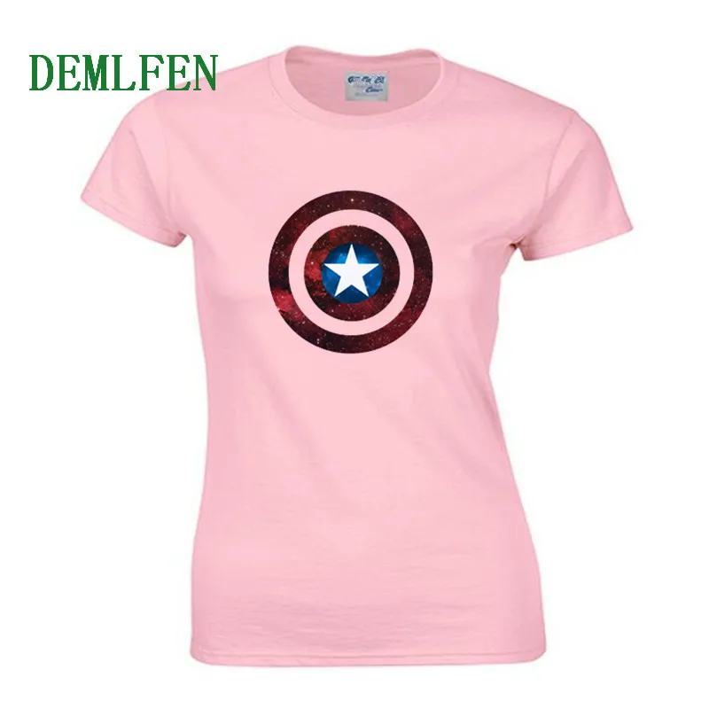 Щит космическая футболка Капитан Америка щит Civil War тройники футболки с 3D-принтом женщин Marvel Мстители железные топы футболки для девочек - Цвет: pink