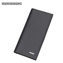 HENGSHENG 2018 New Fashion Wallet Male Business Men Purse Casual Solid Pocket For Card Holder Long Wallet For Mens